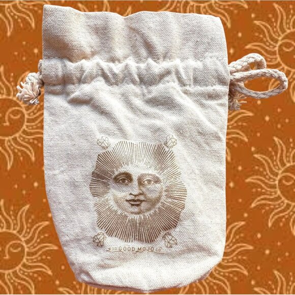 Drawstring Jewelry Pouch Good Mojo Co Sun Face Crystals Stash Bag Cotton - Picture 4 of 12